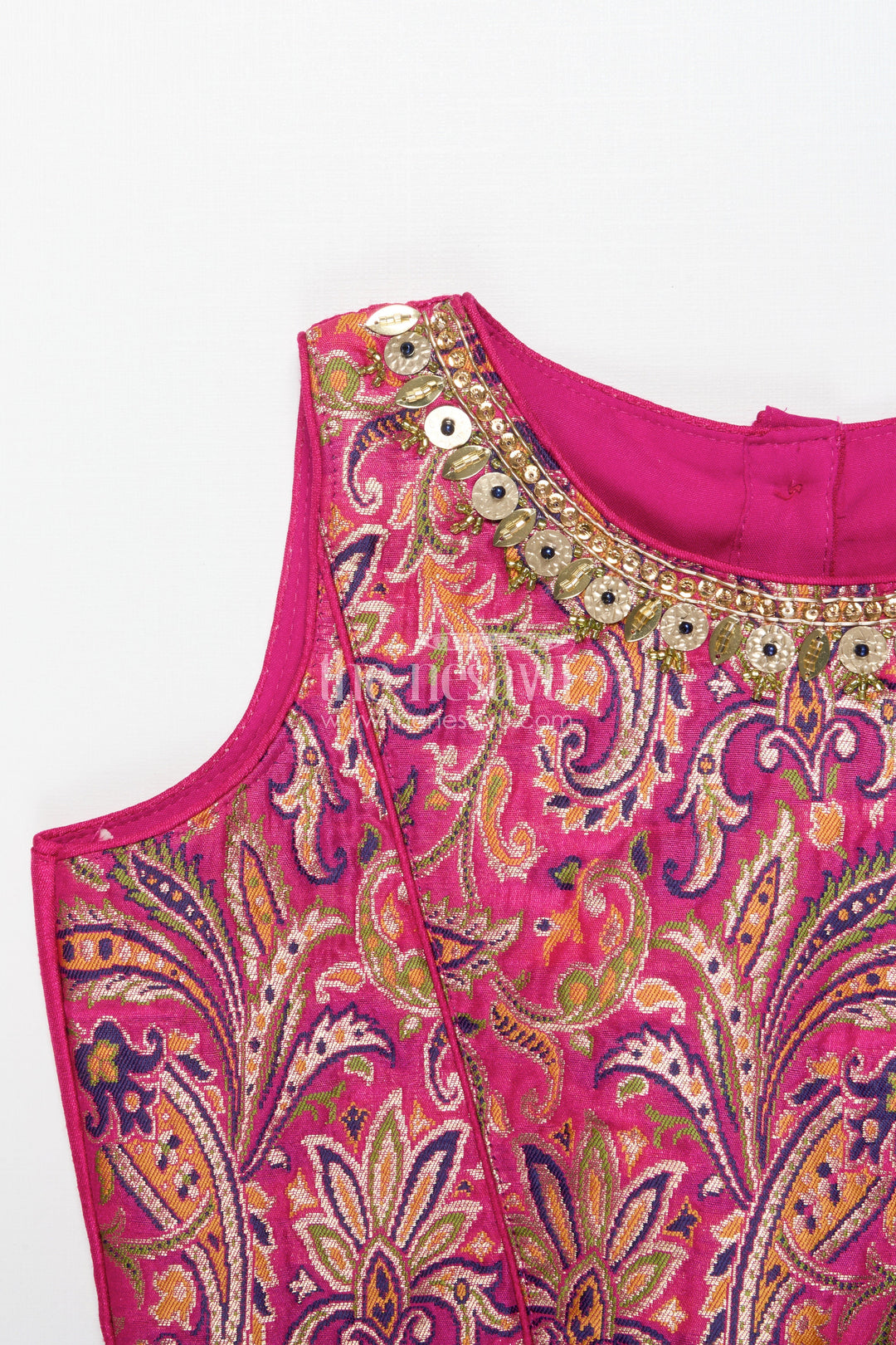 The Nesavu Girls Lehenga Choli Girls Lehenga for Weddings and Traditional Celebrations Nesavu Nesavu girls lehenga choli in chinon silk for weddings and festive occasions with designer yoke