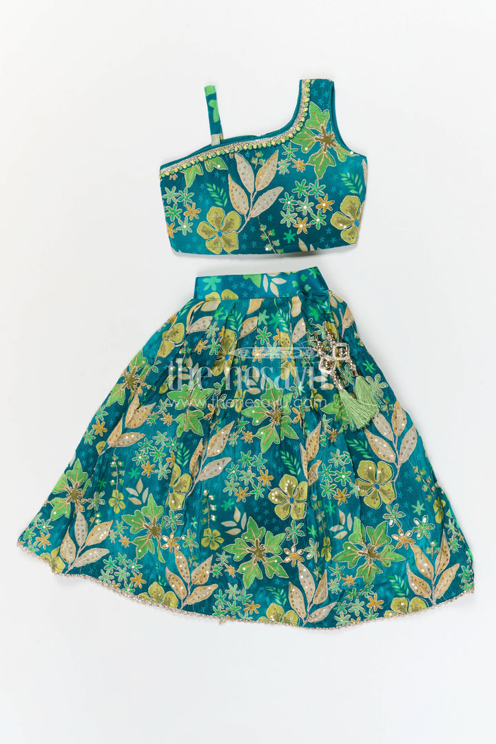 The Nesavu Girls Fancy Lehenga Girls Lehenga Set for Cultural Celebrations and Festive Family Events Nesavu 16 (1Y) / Turquoise / Viscose Silk GL902A-16 Nesavu Girls Viscose Silk Lehenga Set With Designer Embroidery For Festive Events And Cultural Celebrations