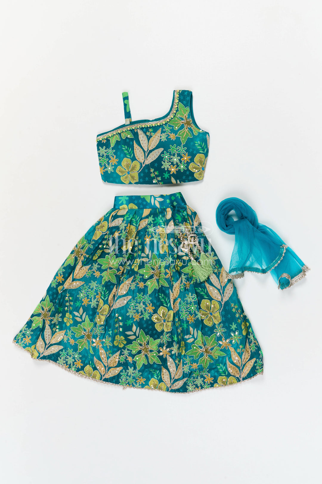 The Nesavu Girls Fancy Lehenga Girls Lehenga Set for Cultural Celebrations and Festive Family Events Nesavu Nesavu Girls Viscose Silk Lehenga Set With Designer Embroidery For Festive Events And Cultural Celebrations