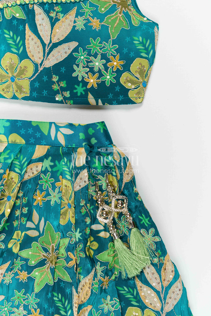 The Nesavu Girls Fancy Lehenga Girls Lehenga Set for Cultural Celebrations and Festive Family Events Nesavu Nesavu Girls Viscose Silk Lehenga Set With Designer Embroidery For Festive Events And Cultural Celebrations