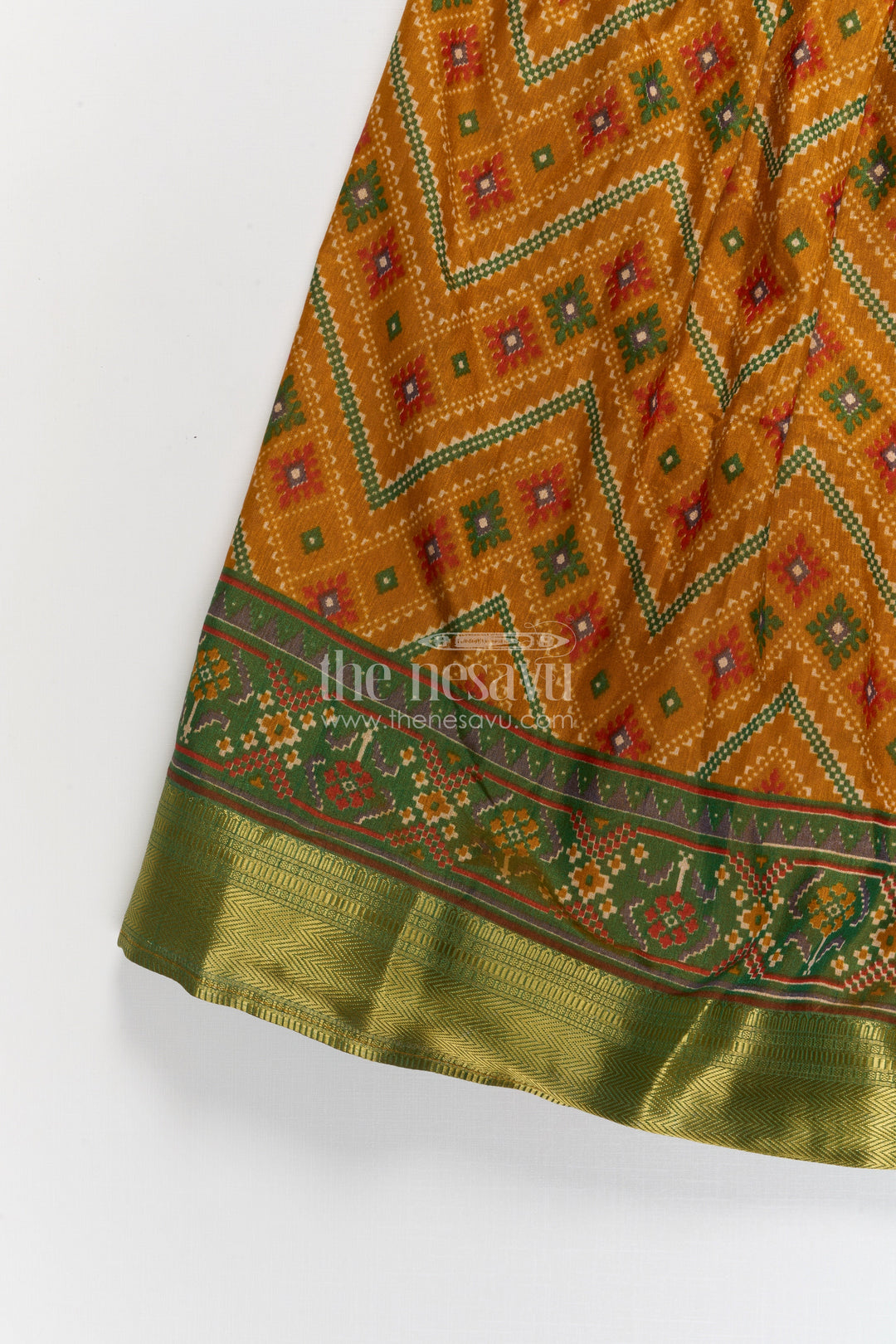 The Nesavu Girls Ethnic Lehenga Girls Lehenga Set for Festivals and Traditional Celebrations Nesavu Nesavu girls lehenga set for festivals in yellow semi silk cotton with digital print