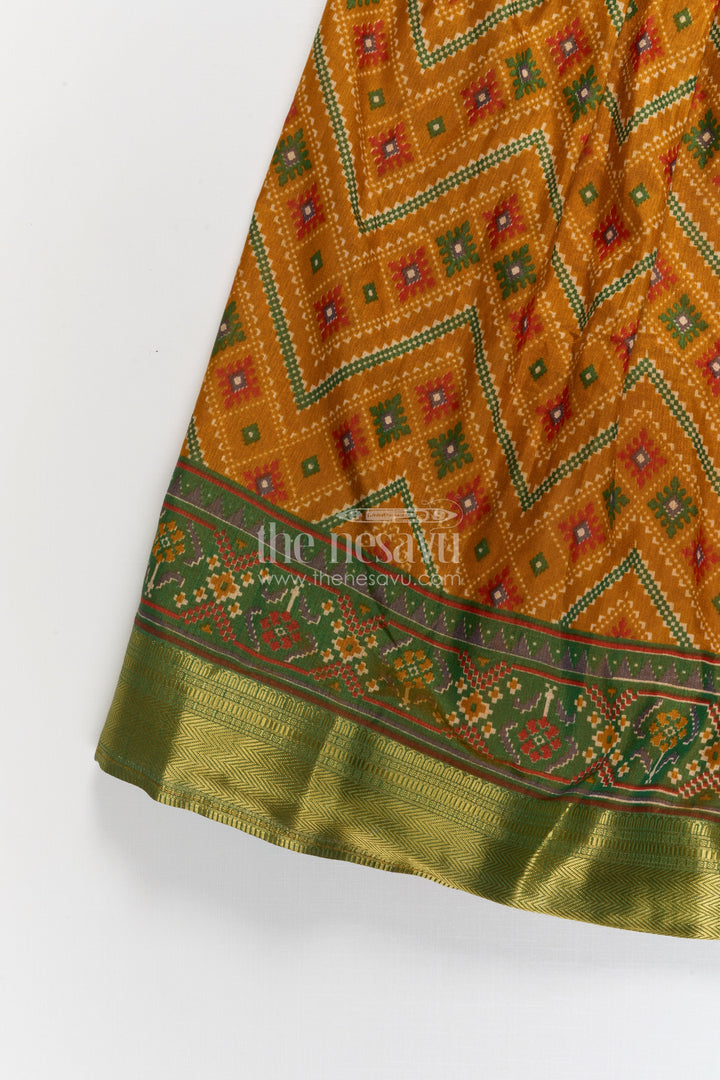 The Nesavu Girls Ethnic Lehenga Girls Lehenga Set for Festivals and Traditional Celebrations Nesavu Nesavu girls lehenga set for festivals in yellow semi silk cotton with digital print