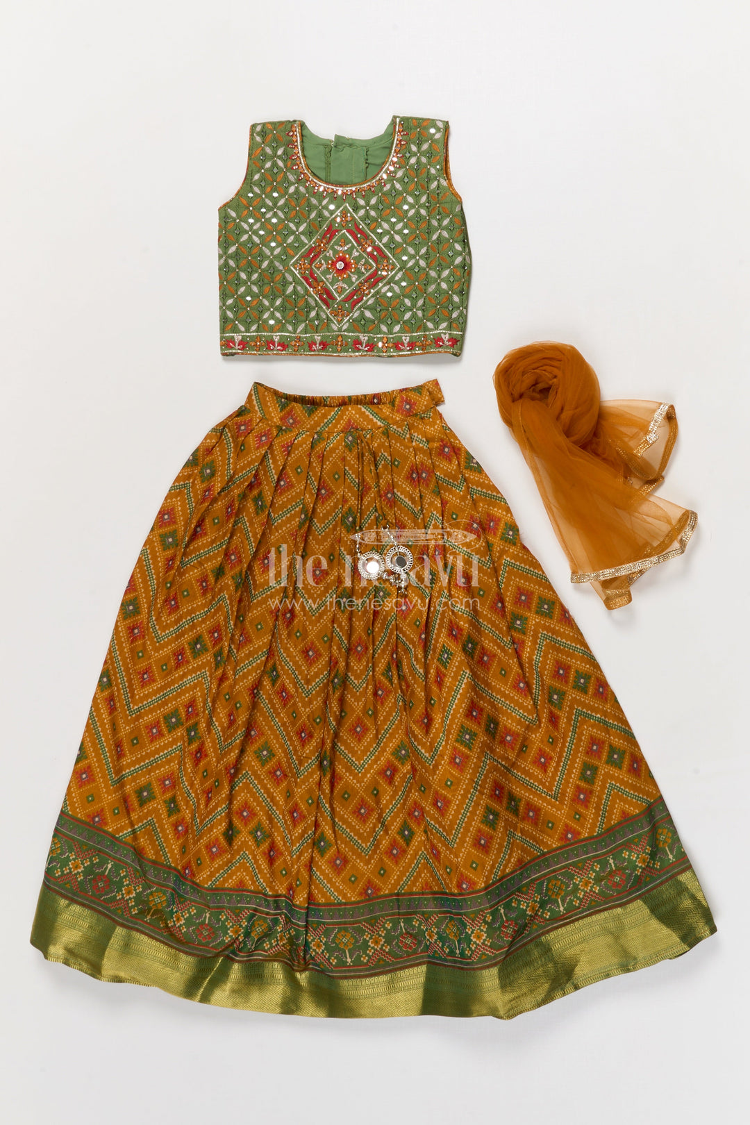 The Nesavu Girls Ethnic Lehenga Girls Lehenga Set for Festivals and Traditional Celebrations Nesavu Nesavu girls lehenga set for festivals in yellow semi silk cotton with digital print