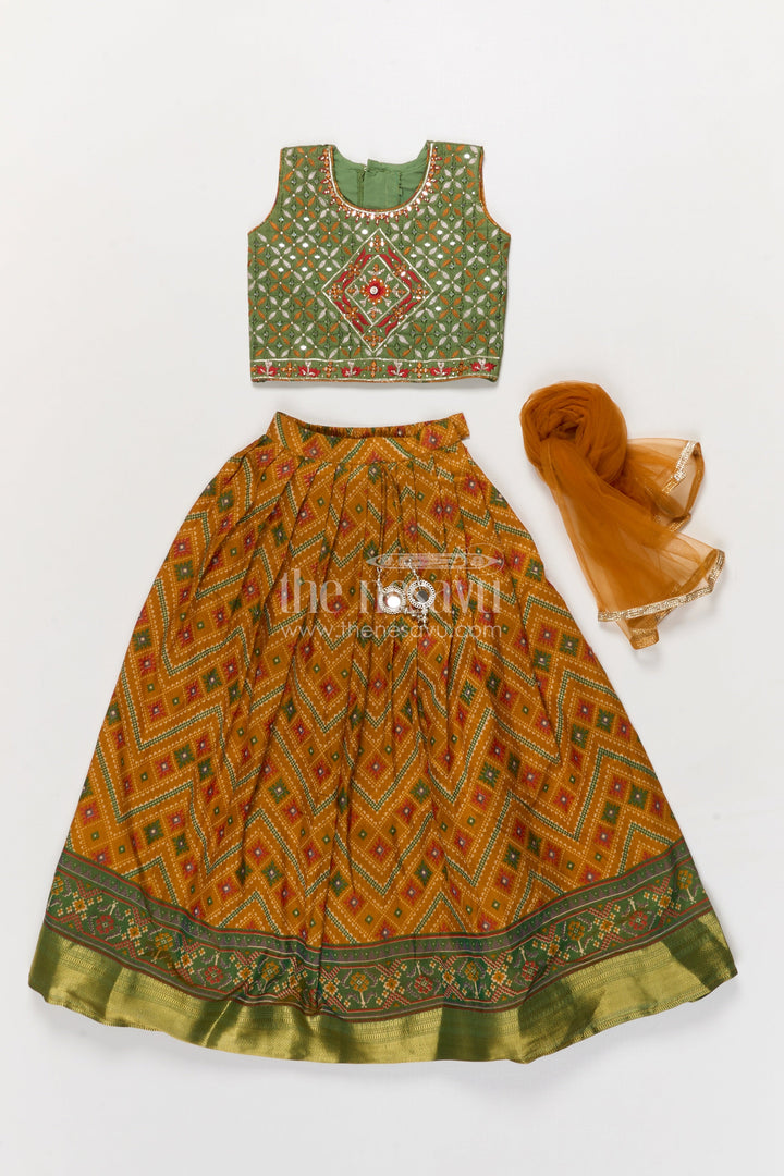 The Nesavu Girls Ethnic Lehenga Girls Lehenga Set for Festivals and Traditional Celebrations Nesavu Nesavu girls lehenga set for festivals in yellow semi silk cotton with digital print