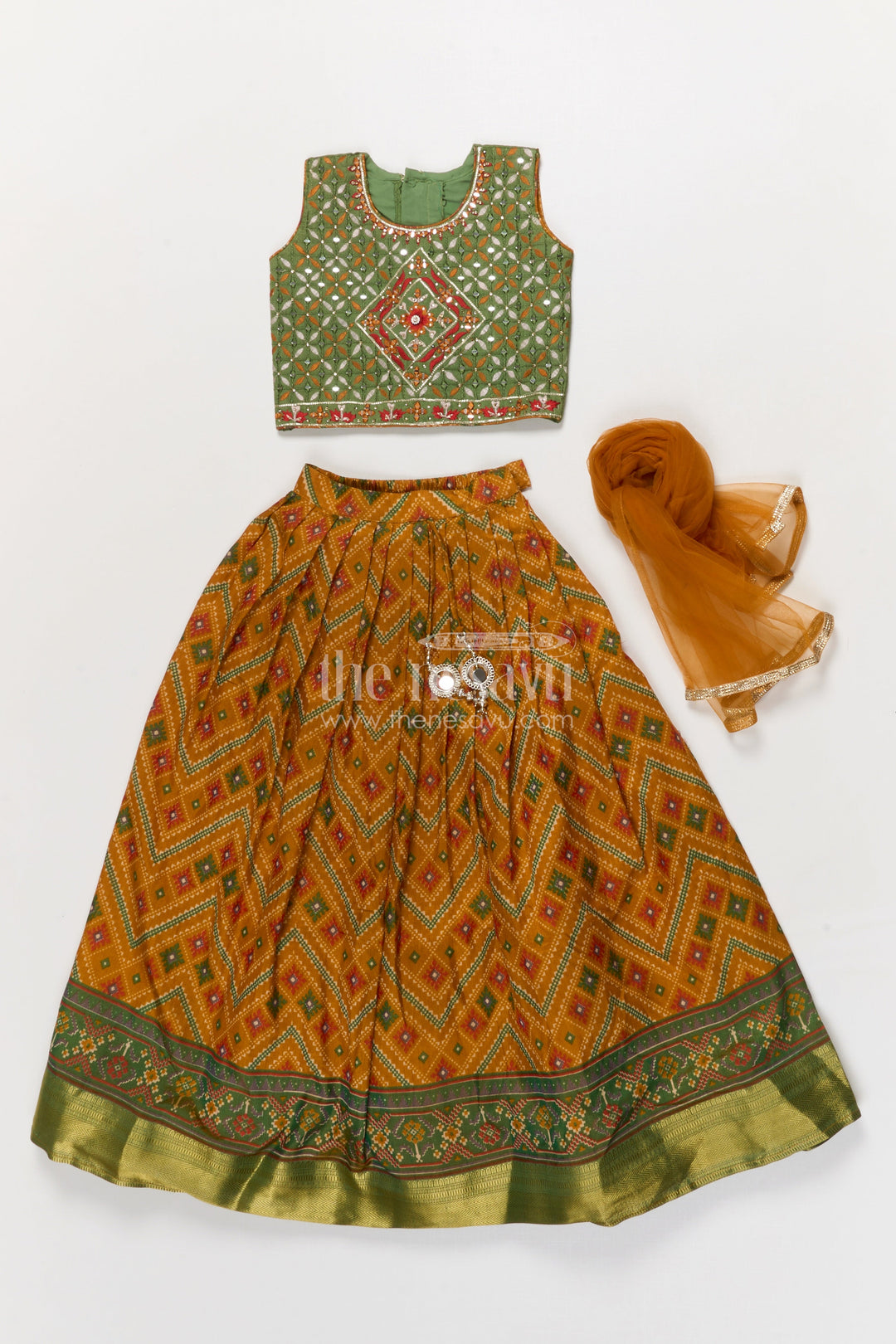 The Nesavu Girls Ethnic Lehenga Girls Lehenga Set for Festivals and Traditional Celebrations Nesavu Nesavu girls lehenga set for festivals in yellow semi silk cotton with digital print