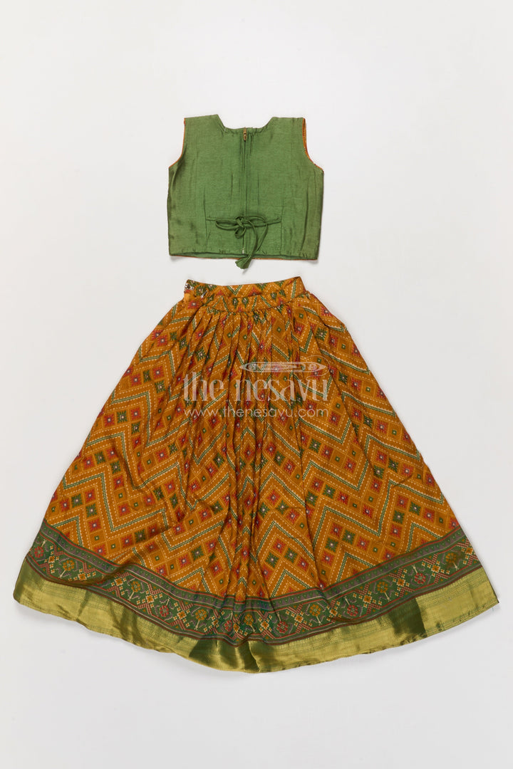 The Nesavu Girls Ethnic Lehenga Girls Lehenga Set for Festivals and Traditional Celebrations Nesavu Nesavu girls lehenga set for festivals in yellow semi silk cotton with digital print