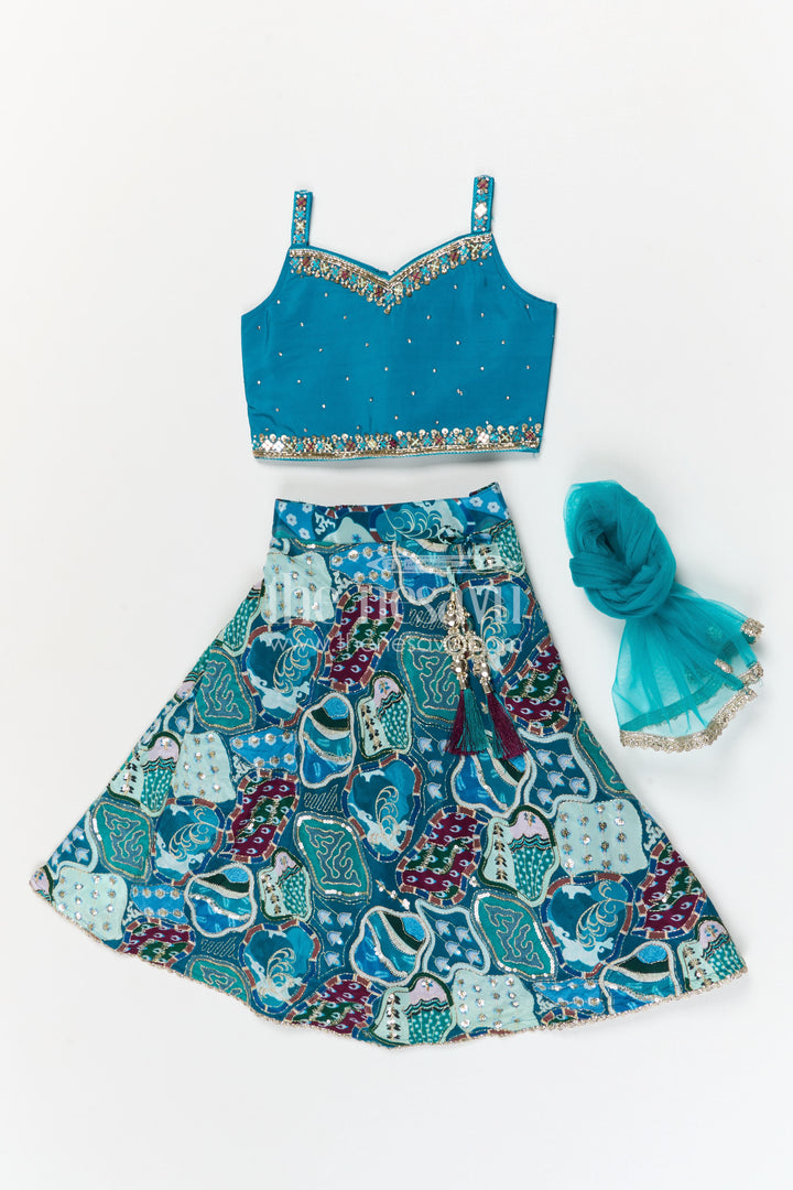 The Nesavu Girls Fancy Lehenga Girls Lehenga Set for Festive Celebrations and Wedding Functions Nesavu Nesavu Girls Silk Crepe Lehenga Set With Designer Embroidery For Festive And Wedding Celebrations