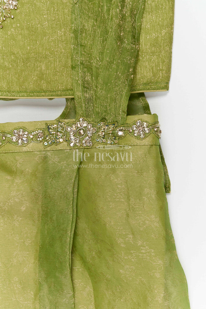 The Nesavu Girls Ethnic Lehenga Girls Lehenga Set for Festive Celebrations and Weddings Nesavu Nesavu girls tissue organza lehenga set for weddings festive celebrations and special occasions