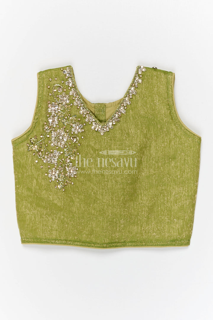 The Nesavu Girls Ethnic Lehenga Girls Lehenga Set for Festive Celebrations and Weddings Nesavu Nesavu girls tissue organza lehenga set for weddings festive celebrations and special occasions