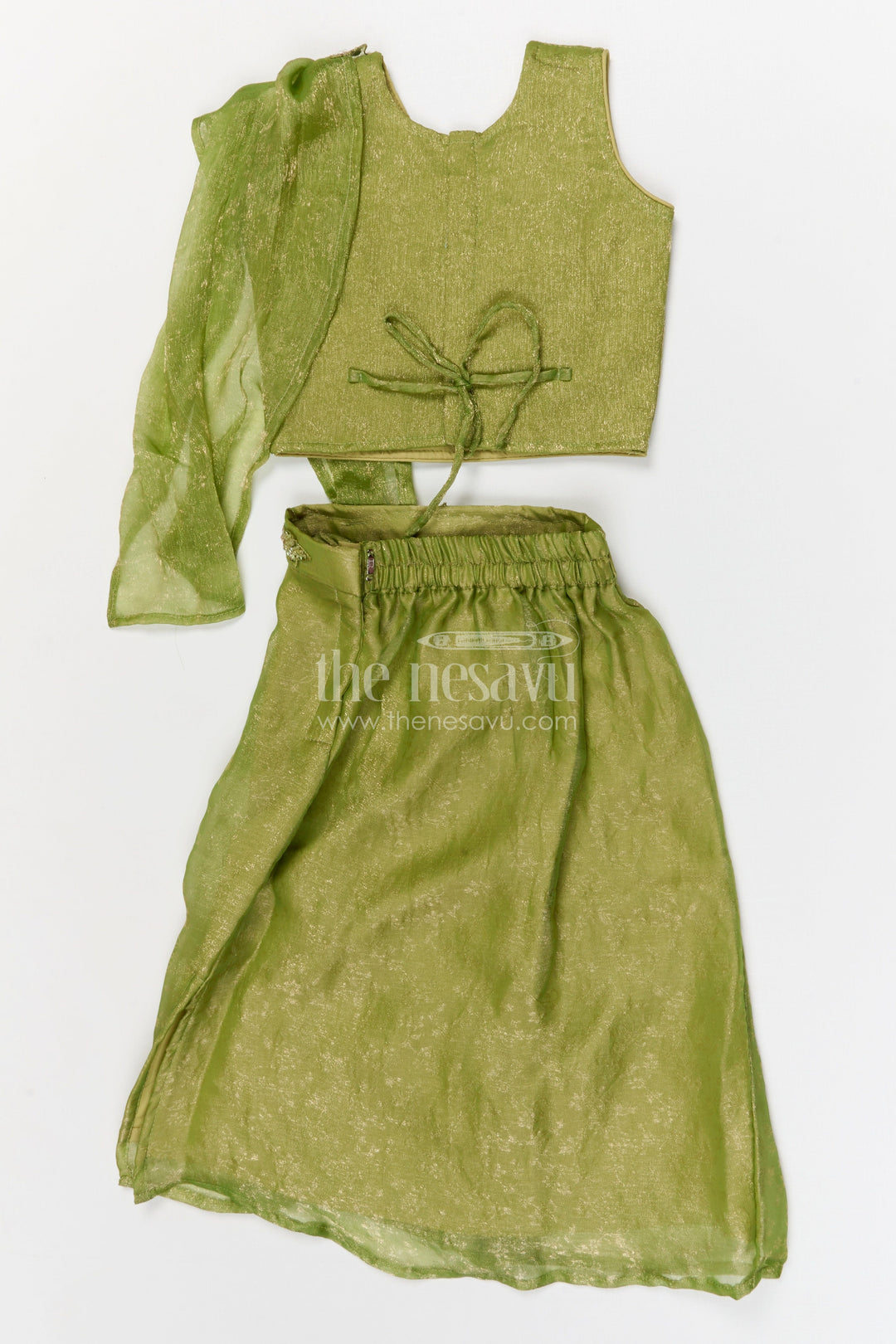 The Nesavu Girls Ethnic Lehenga Girls Lehenga Set for Festive Celebrations and Weddings Nesavu Nesavu girls tissue organza lehenga set for weddings festive celebrations and special occasions