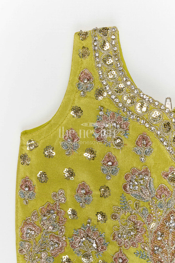 The Nesavu Girls Ethnic Lehenga Girls Lehenga Set for Weddings and Festive Celebrations for Events Nesavu Nesavu girls festive lehenga set for weddings and celebrations viscose silk outfit with designer embroidery