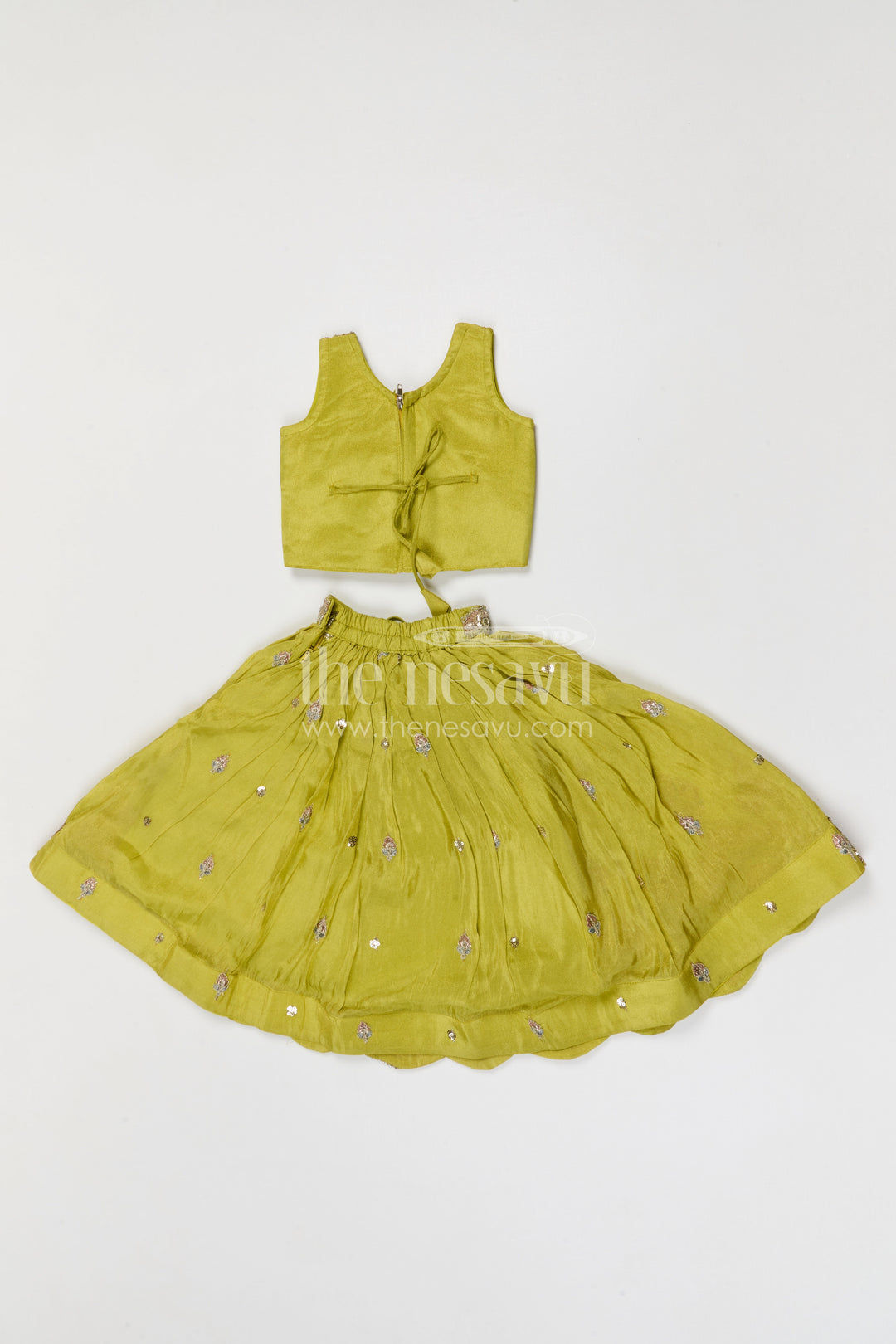 The Nesavu Girls Ethnic Lehenga Girls Lehenga Set for Weddings and Festive Celebrations for Events Nesavu Nesavu girls festive lehenga set for weddings and celebrations viscose silk outfit with designer embroidery