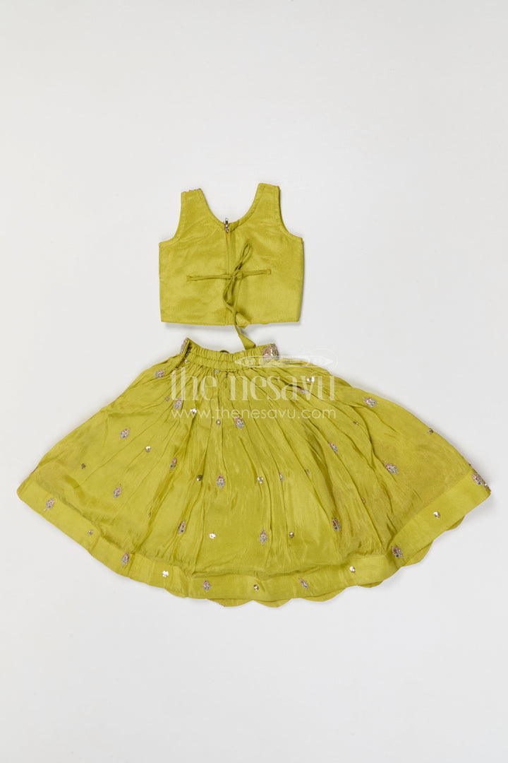 The Nesavu Girls Ethnic Lehenga Girls Lehenga Set for Weddings and Festive Celebrations for Events Nesavu Nesavu girls festive lehenga set for weddings and celebrations viscose silk outfit with designer embroidery