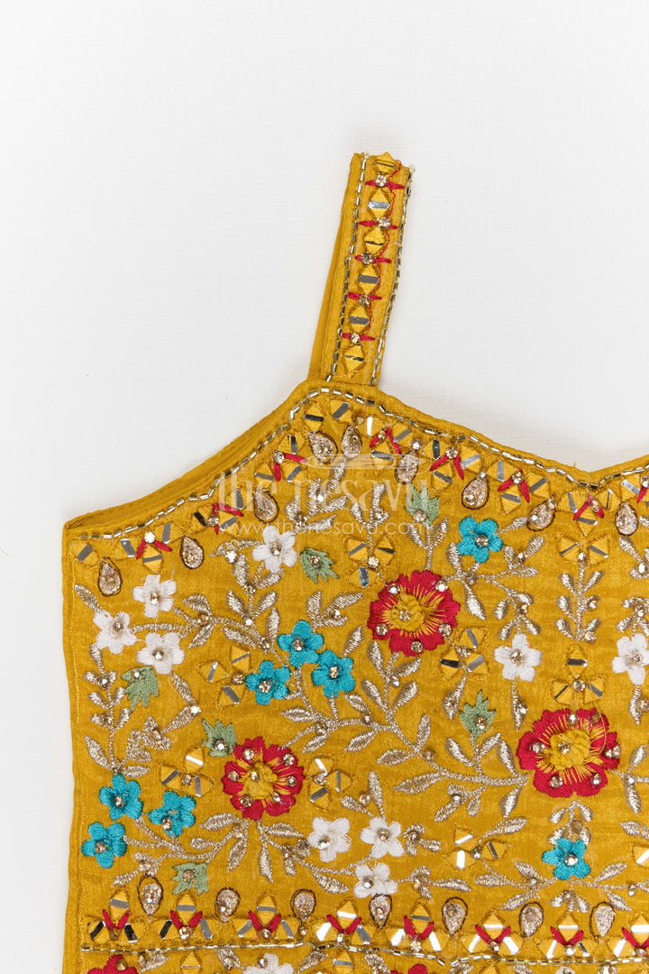 The Nesavu Girls Fancy Lehenga Girls Lehenga Set for Weddings and Festive Celebrations Nesavu Nesavu girls festive lehenga set for weddings and celebrations viscose silk outfit with designer yoke