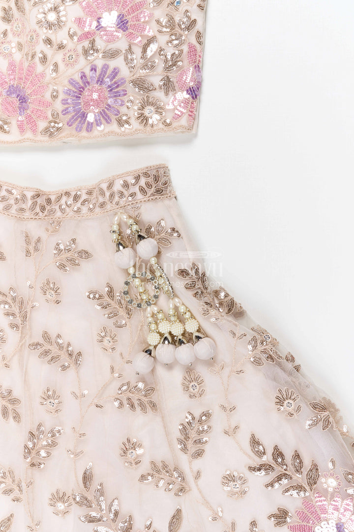 The Nesavu Girls Fancy Lehenga Girls Lehenga Set for Weddings and Grand Festive Celebrations Nesavu Nesavu girls soft net lehenga set with designer embroidered yoke for weddings