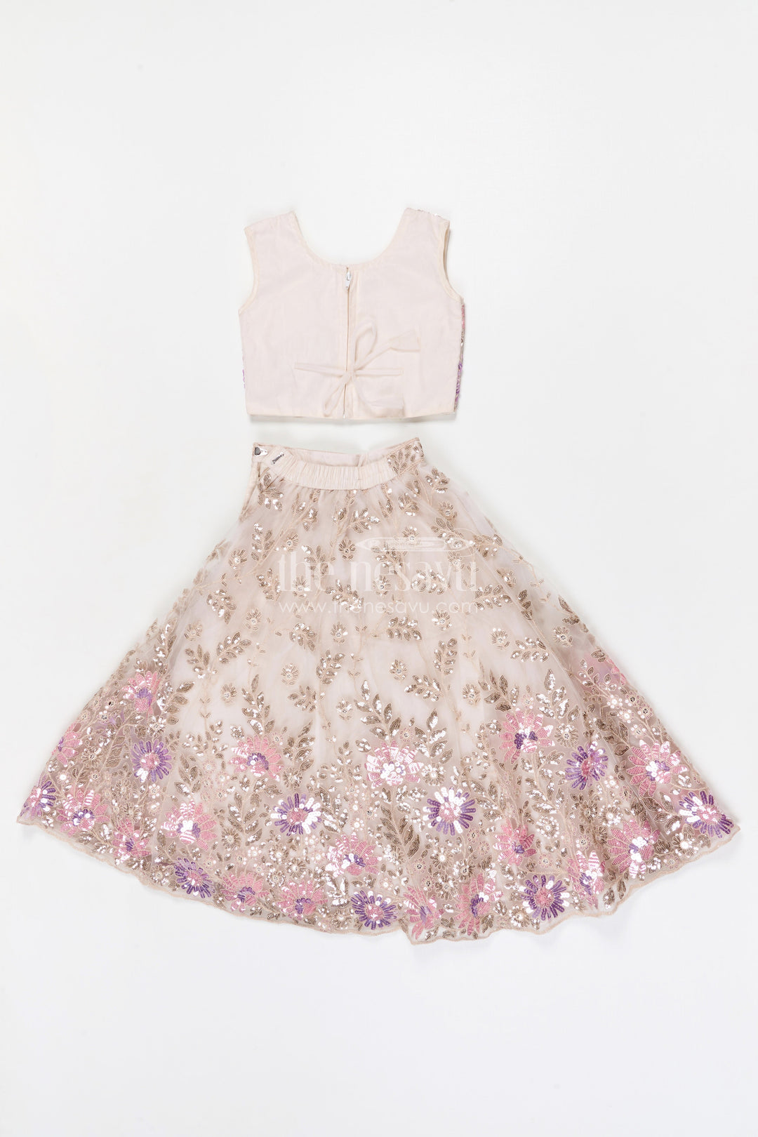 The Nesavu Girls Fancy Lehenga Girls Lehenga Set for Weddings and Grand Festive Celebrations Nesavu Nesavu girls soft net lehenga set with designer embroidered yoke for weddings