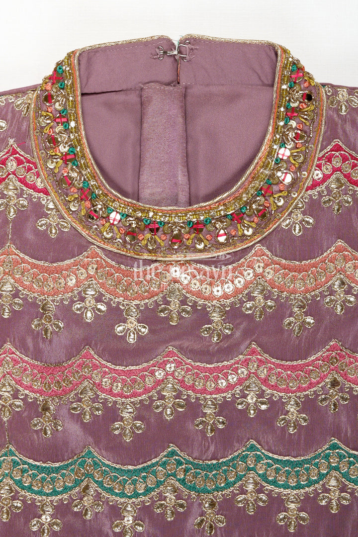 The Nesavu Girls Lehenga Choli Girls Marriage Function Dress in Tissue Fabric with Sequin Embroidery and Designer Multicolor Yoke Nesavu Girls Marriage Function Dress Tissue Sequin Embroidered Lehenga Choli Designer Yoke | The Nesavu