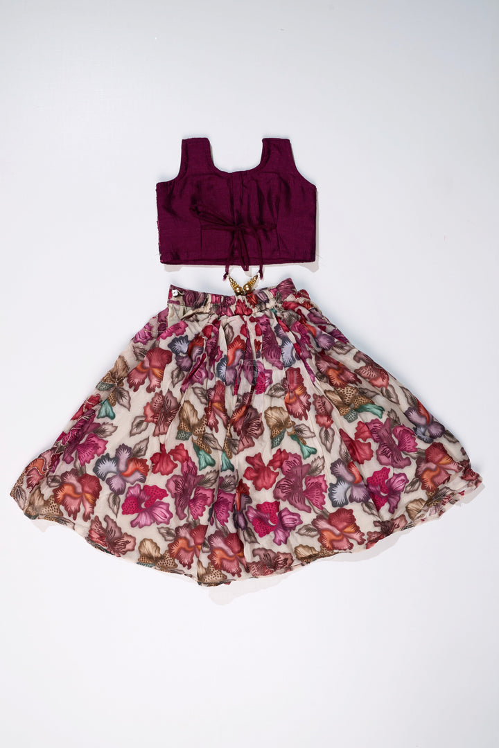 The Nesavu Girls Lehenga Choli Girls Mirror Work Choli with Digital Printed Georgette Skirt for Stylish Festive Look Nesavu Nesavu Girls Mirror Work Choli Digital Printed Georgette Skirt Festive Wedding Wear