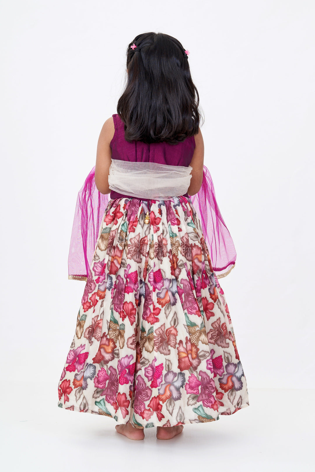 The Nesavu Girls Lehenga Choli Girls Mirror Work Choli with Digital Printed Georgette Skirt for Stylish Festive Look Nesavu Nesavu Girls Mirror Work Choli Digital Printed Georgette Skirt Festive Wedding Wear