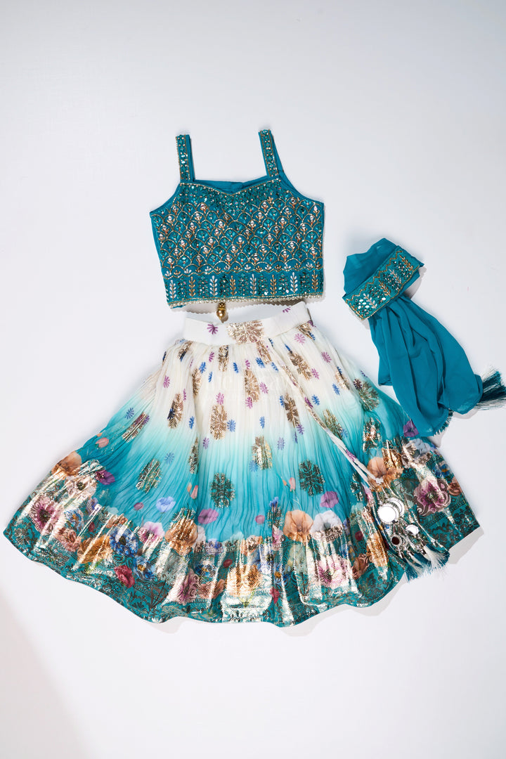 The Nesavu Girls Lehenga Choli Girls Mirror Work Lehenga Design with Embroidered Blouse and Georgette Skirt for Festive Wear Nesavu Girls Mirror Work Lehenga Design Embroidered Blouse Georgette Skirt Weddings | The Nesavu