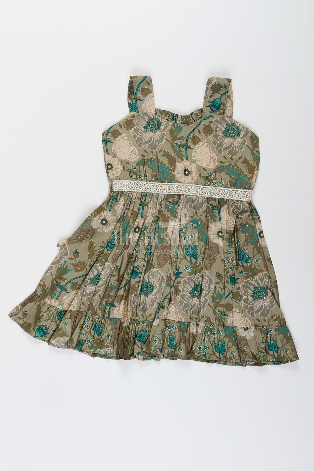 The Nesavu Girls Cotton Frock Girls Modal Silk Frock for Festive Events and Wedding Functions Nesavu 18 (2Y) / GREEN GFC1973B-18 Nesavu modal silk frock toddler girls floral digital print lace festive events