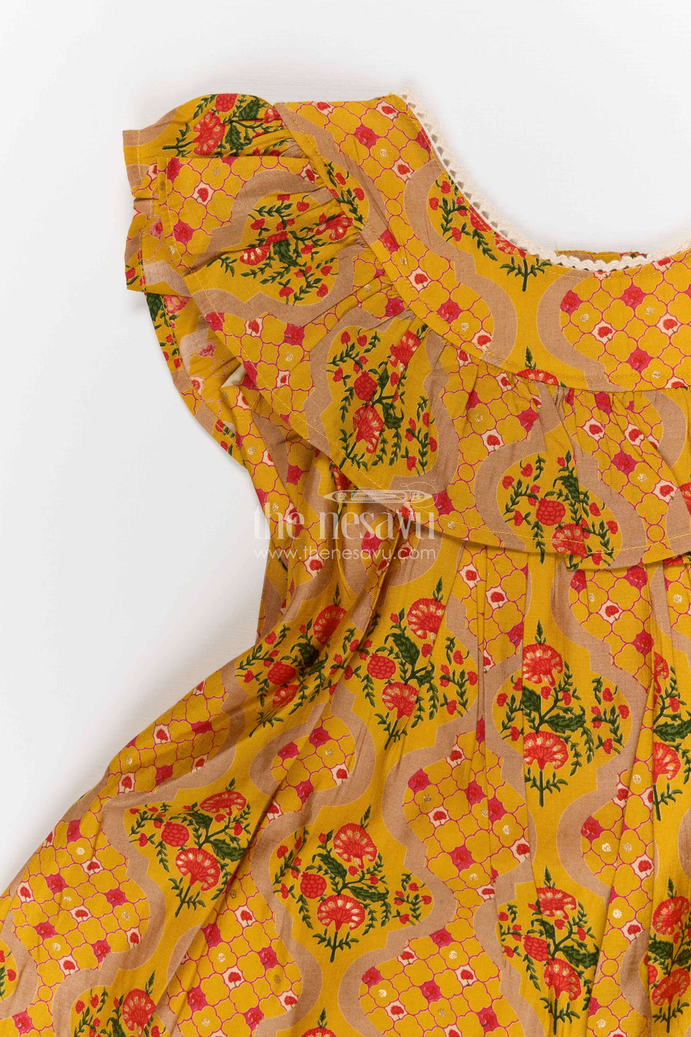 The Nesavu Girls Cotton Frock Girls Modal Silk Frock for Festive Outings and Parties Nesavu Nesavu Girls Modal Silk Frock With Digital Print For Festive Outings Birthday Parties And Special Occasions
