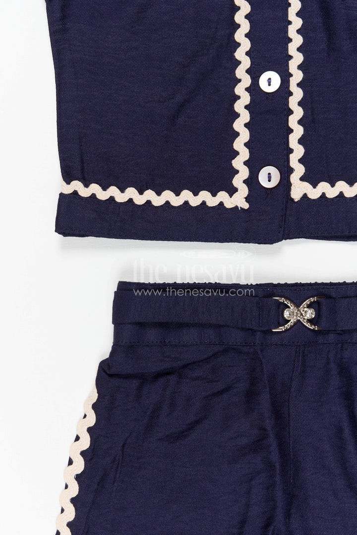 The Nesavu Girls Co-Ord Sets Girls Modern Bubble Crepe Co-ord Set for Stylish Outings and Everyday Comfort Nesavu Nesavu girls bubble crepe co-ord set for stylish outings casual wear and kids summer fashion