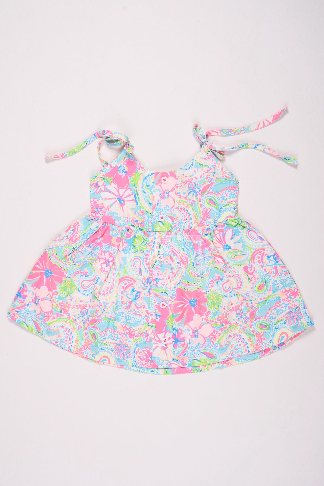 The Nesavu Baby Cotton Frocks Girls Multicolor Cotton Sundress with Paisley Print and Adjustable Straps for Casual Summer Days Nesavu 14 (6M) / Multicolor BFJ644B-14 Nesavu Girls Paisley Print Cotton Sundress Multicolor Adjustable Tie Straps Summer