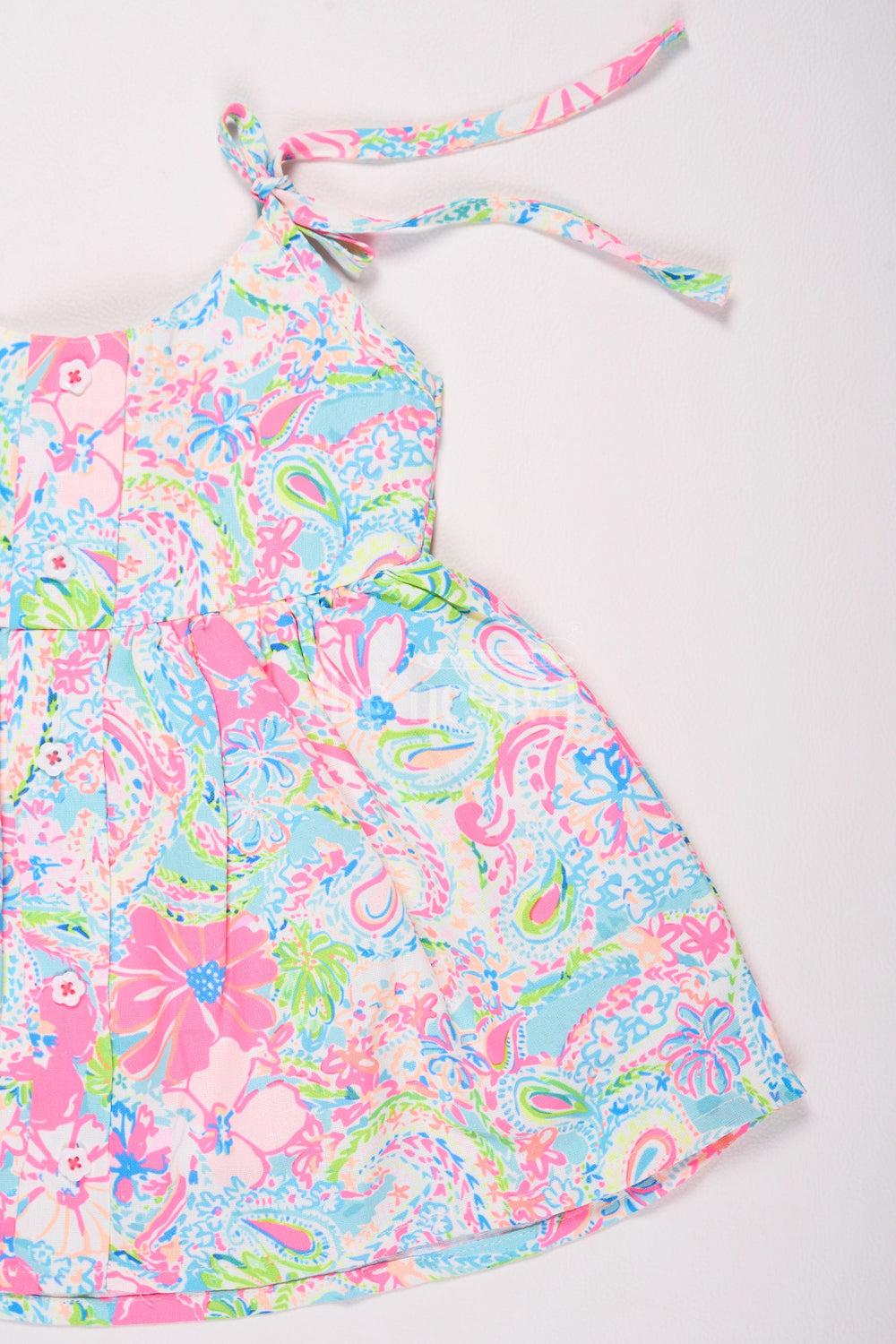 The Nesavu Baby Cotton Frocks Girls Multicolor Cotton Sundress with Paisley Print and Adjustable Straps for Casual Summer Days Nesavu Nesavu Girls Paisley Print Cotton Sundress Multicolor Adjustable Tie Straps Summer