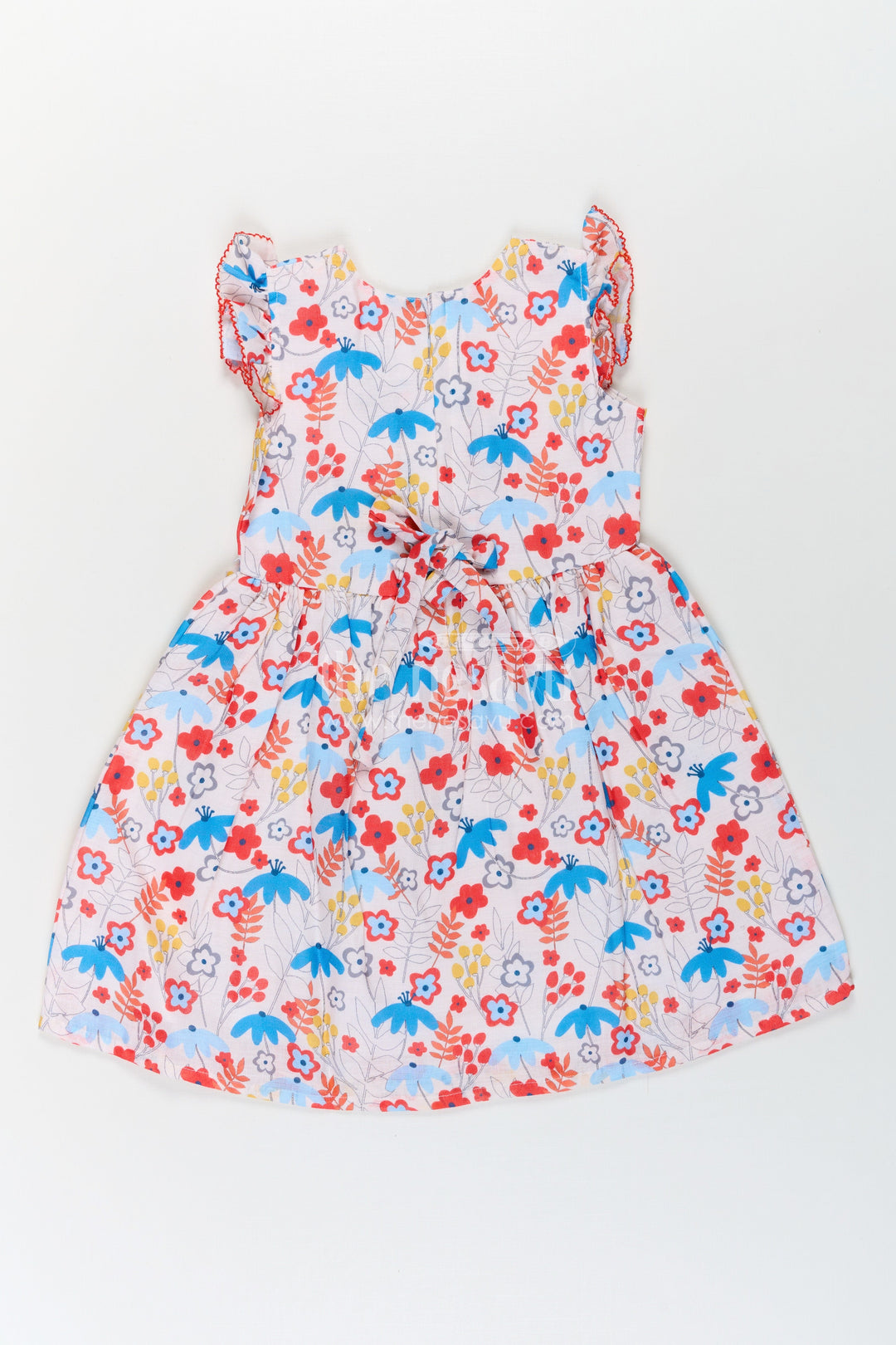 The Nesavu Girls Cotton Frock Girls Multicolor Frock in Flax Cotton with Bright Floral Digital Print and Front Button Detailing Nesavu Nesavu Girls Multicolor Floral Printed Frock Flax Cotton Buttoned Front Sleeveless Style