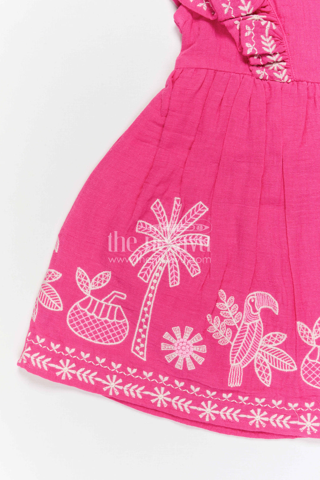 The Nesavu Girls Cotton Frock Girls Muslin Cotton Embroidered Frock for Festive Celebrations and Birthday Parties Nesavu Nesavu Girls Muslin Cotton Embroidered Frock For Birthday Celebrations And Festive Outings