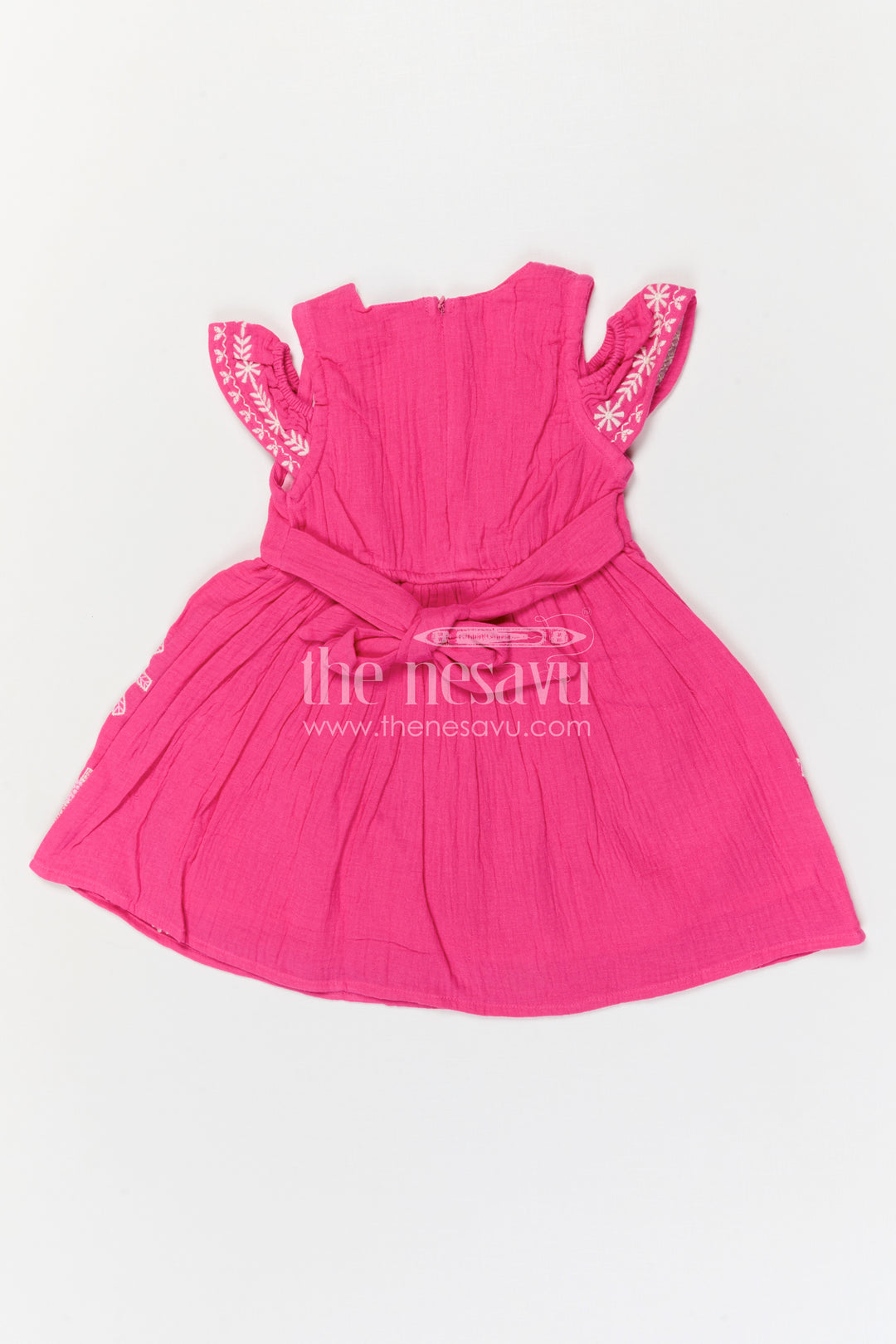 The Nesavu Girls Cotton Frock Girls Muslin Cotton Embroidered Frock for Festive Celebrations and Birthday Parties Nesavu Nesavu Girls Muslin Cotton Embroidered Frock For Birthday Celebrations And Festive Outings