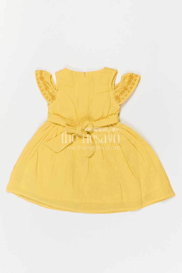 The Nesavu Girls Cotton Frock Girls Muslin Cotton Frock with Embroidered Border for Festive Gatherings and Family Occasions Nesavu Nesavu Girls Muslin Cotton Embroidered Frock For Festive Gatherings And Special Occasions