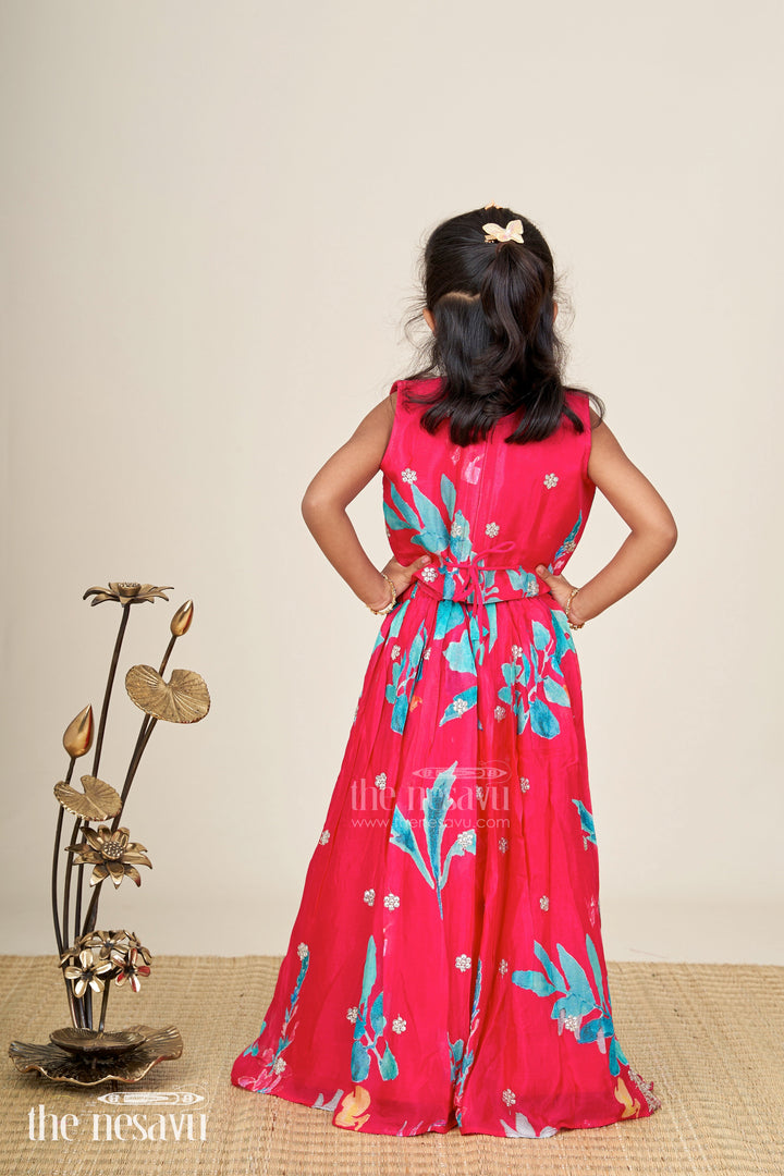The Nesavu Girls Lehenga Choli Girls muslin lehenga choli set for weddings and festive occasions Nesavu Nesavu girls muslin silk lehenga choli floral digital print festive wear