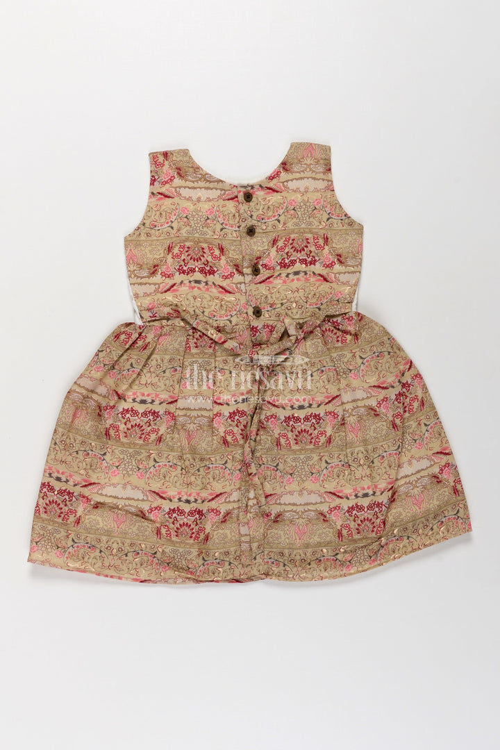 The Nesavu Girls Fancy Frock Girls Muslin Silk Frock with Heritage Floral Motifs and Eyelet Yoke in Green Color Frock Design Nesavu Girls green color frock design Muslin Silk Floral Motifs Embroidered Yoke | The Nesavu