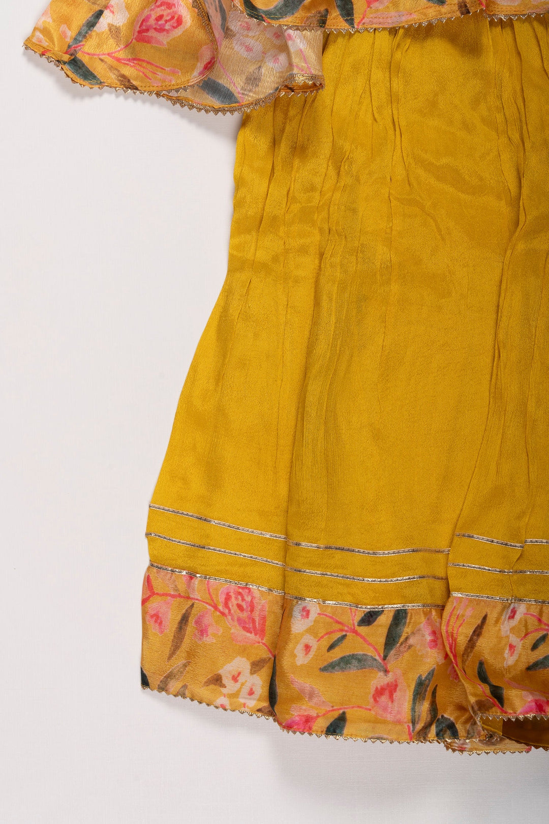 The Nesavu Girls Lehenga Choli Girls Mustard Floral Chaniya Choli with Elegant Dupatta - A Festive Wardrobe Essential Nesavu Floral Lehenga Pavada Set for Girls with Dupatta | Vibrant Eid & Vishu Attire | The Nesavu