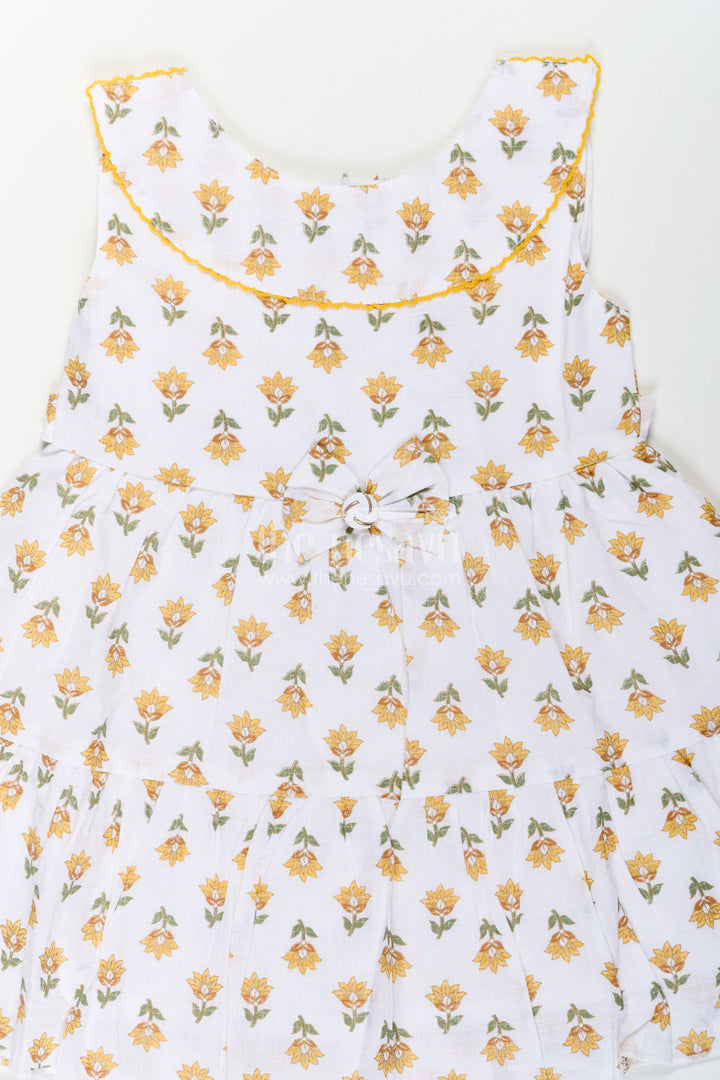 The Nesavu Baby Cotton Frocks Girls New Modern Frock in Pure Cotton with Floral Prints and Peter Pan Collar Nesavu Nesavu Girls New Modern Frock Pure Cotton Floral Prints Peter Pan Collar