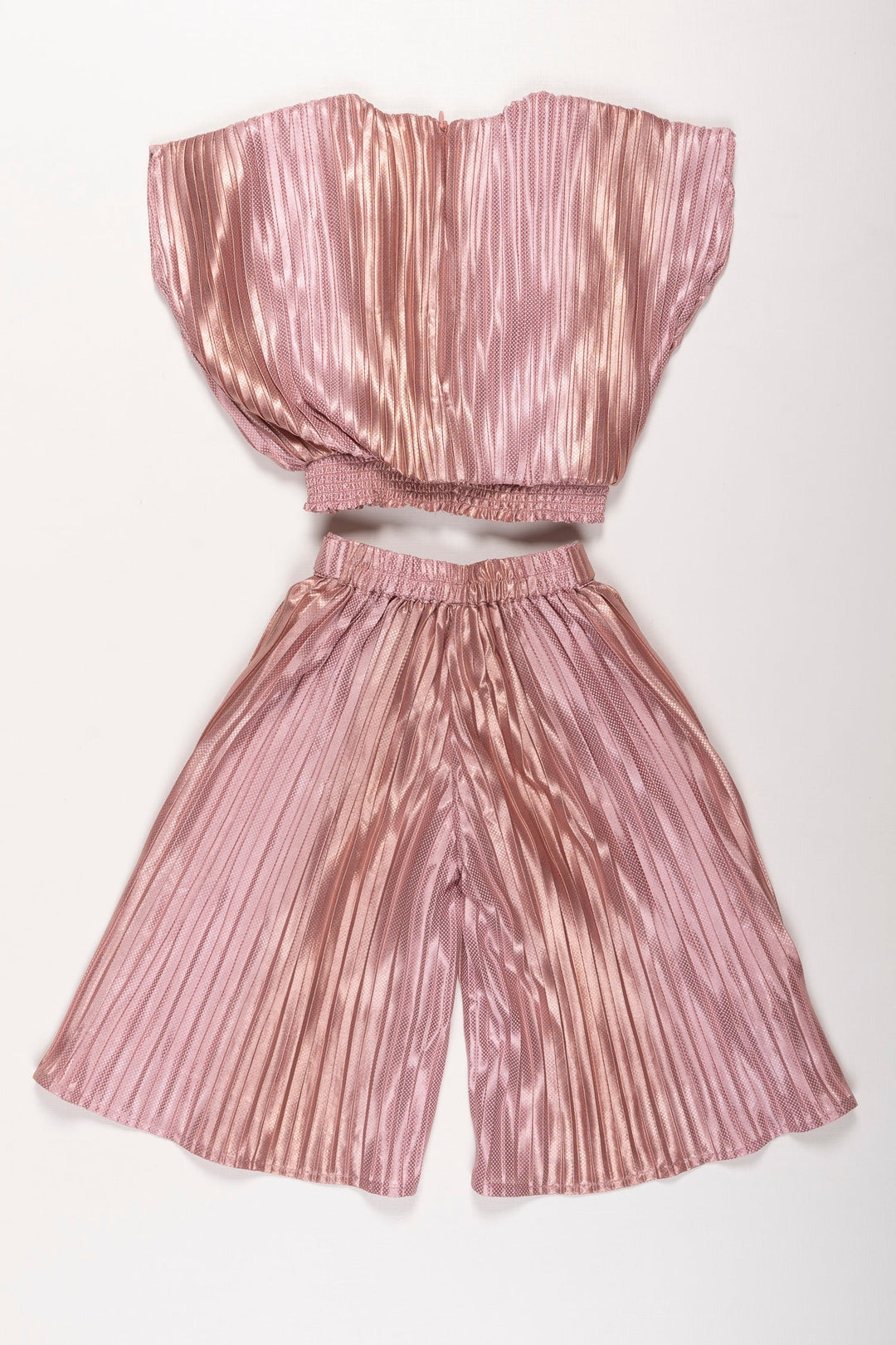 The Nesavu Girls Sharara / Plazo Set Girls Onion Pink Satin Palazzo Cord Set - Elegance Meets Comfort Nesavu Chic Palazzo Set for Girls | Trendy Top and Pant Suit | The Nesavu