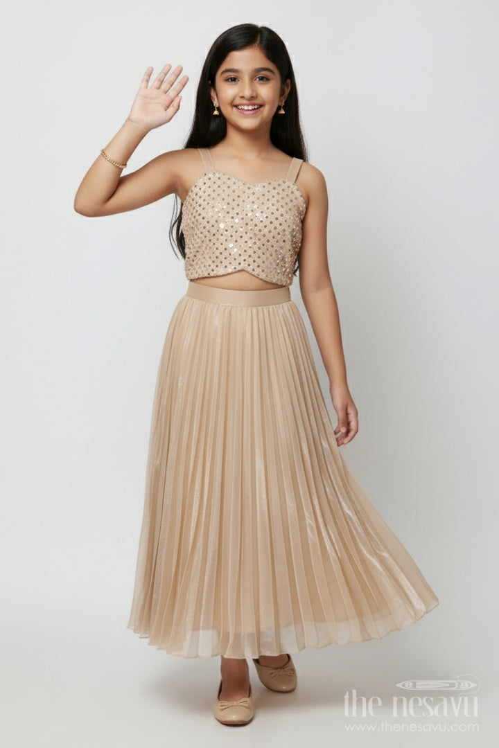 The Nesavu Girls Fancy Lehenga Girls Organza Lehenga with Embroidered Jacket for Birthday and Cultural Events Nesavu 22 (4Y) / Cream GL845B-22 Nesavu girls organza lehenga embroidered jacket birthdays cultural performances