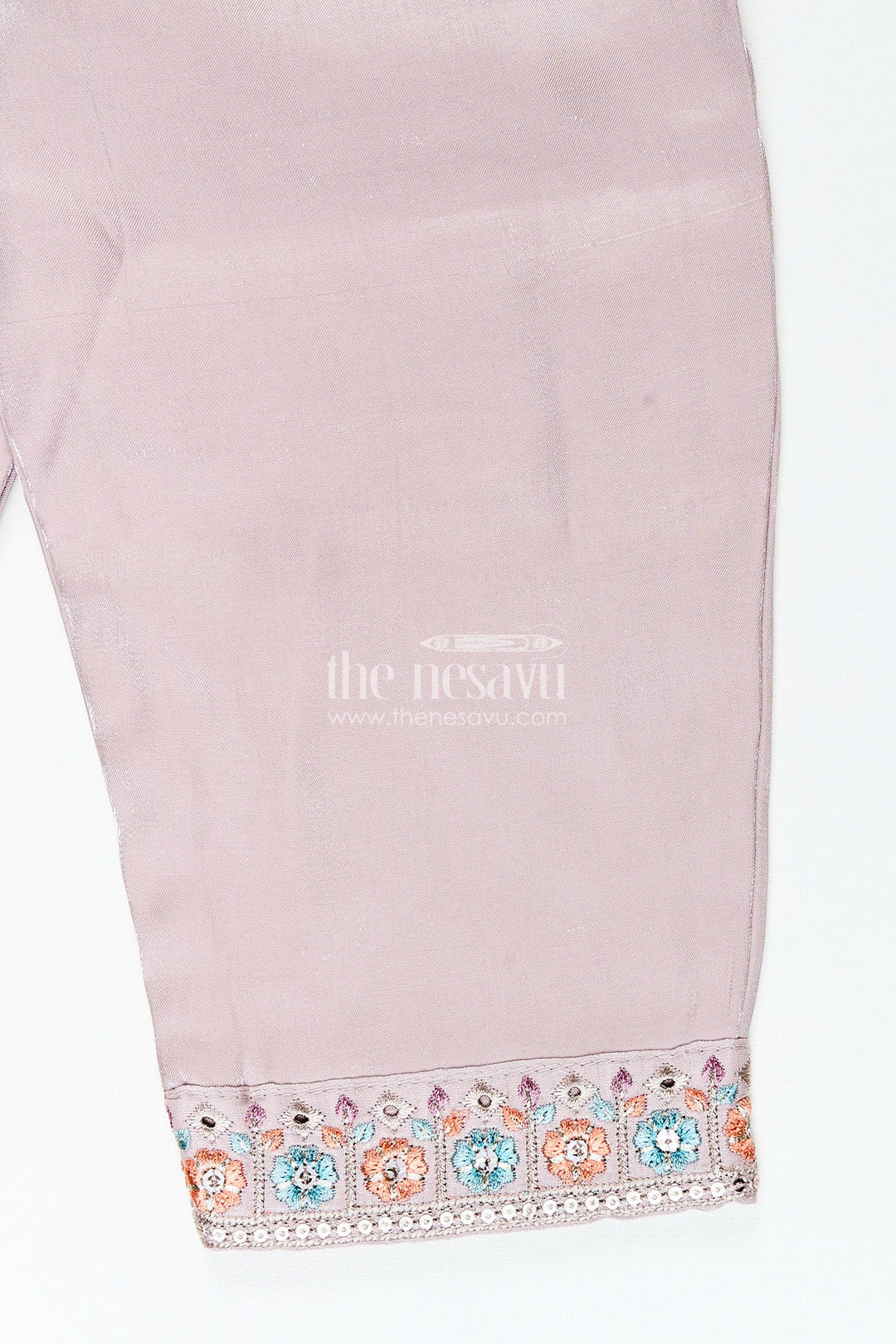 The Nesavu Girls Sharara / Plazo Set Girls organza sharara set with heavy thread embroidery for weddings Nesavu Nesavu organza blend sharara set for girls with heavy thread embroidery and festive shimmer
