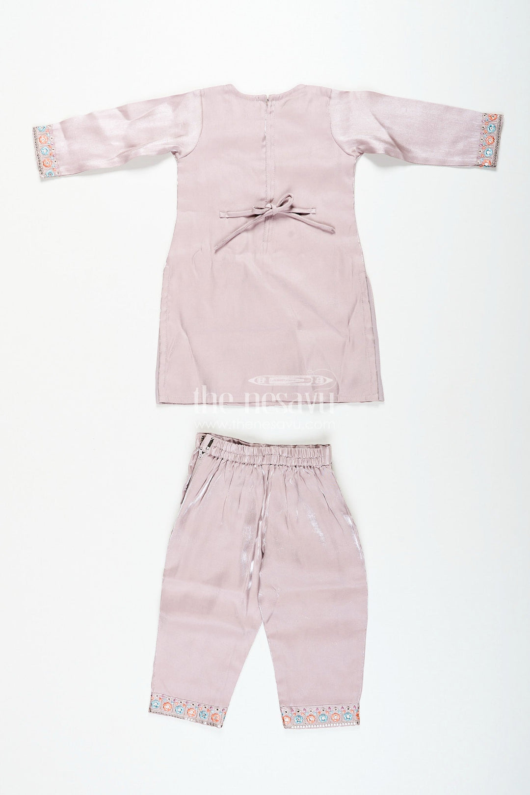 The Nesavu Girls Sharara / Plazo Set Girls organza sharara set with heavy thread embroidery for weddings Nesavu Nesavu organza blend sharara set for girls with heavy thread embroidery and festive shimmer