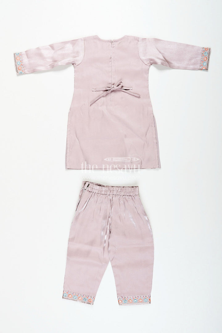 The Nesavu Girls Sharara / Plazo Set Girls organza sharara set with heavy thread embroidery for weddings Nesavu Nesavu organza blend sharara set for girls with heavy thread embroidery and festive shimmer