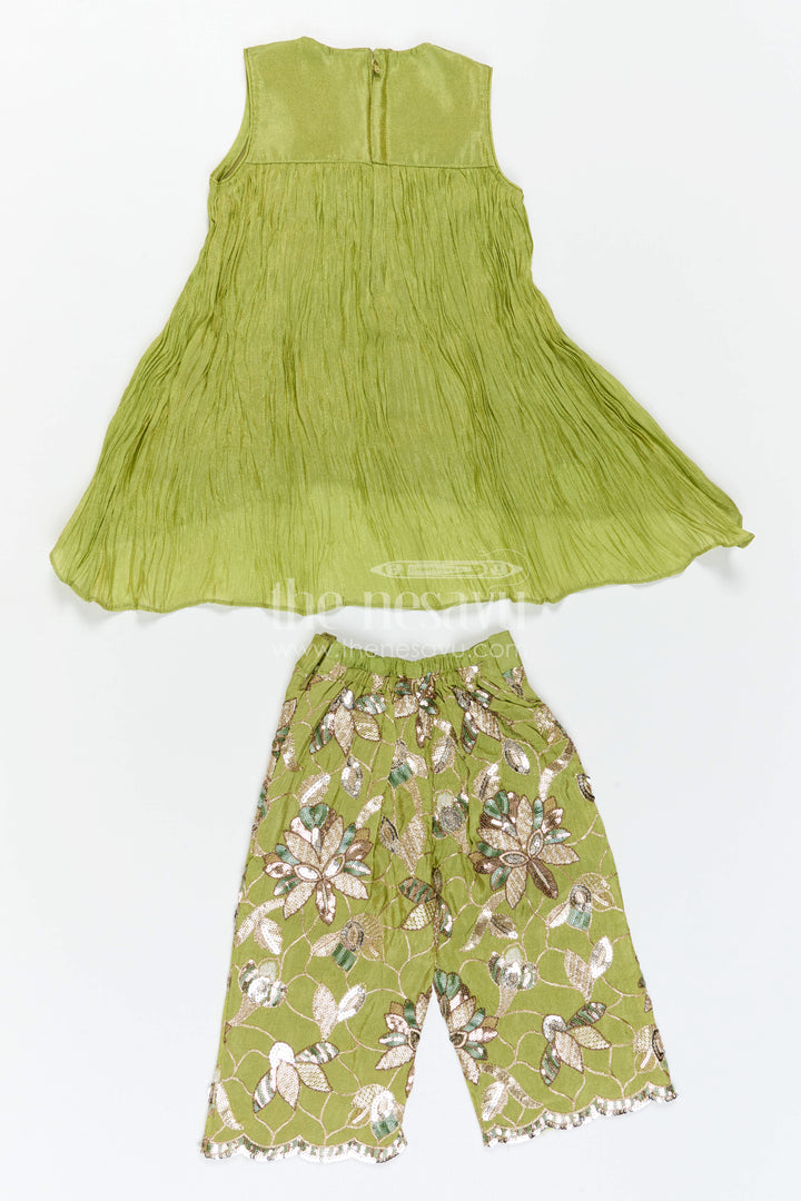 The Nesavu Girls Sharara / Plazo Set Girls Palazzo Set for Daily Wear and Casual Outings Nesavu Nesavu Girls Palazzo Set Viscose Blend Silk With Pleated Design For Casual And Daily Wear