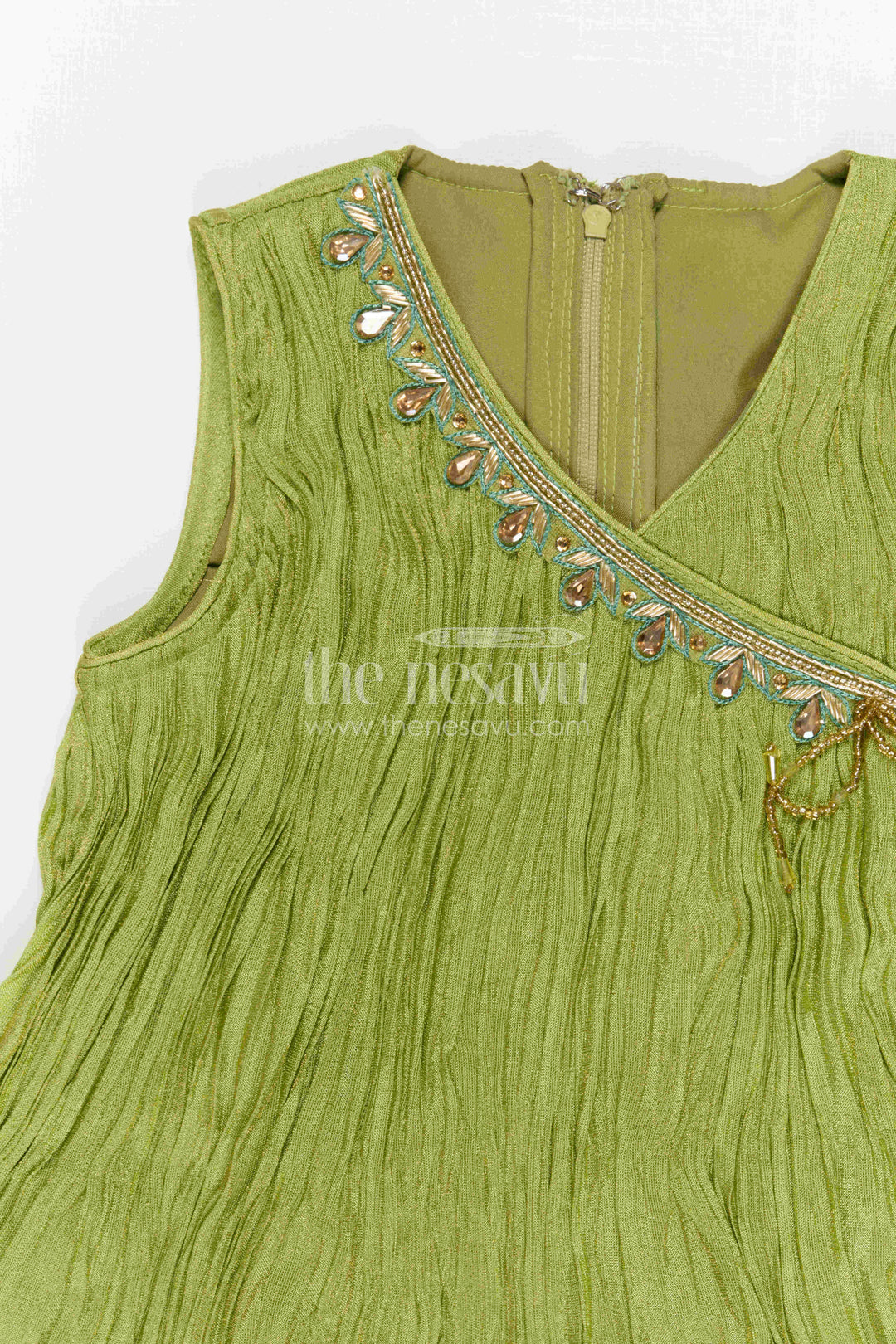 The Nesavu Girls Sharara / Plazo Set Girls Palazzo Set for Daily Wear and Casual Outings Nesavu Nesavu Girls Palazzo Set Viscose Blend Silk With Pleated Design For Casual And Daily Wear