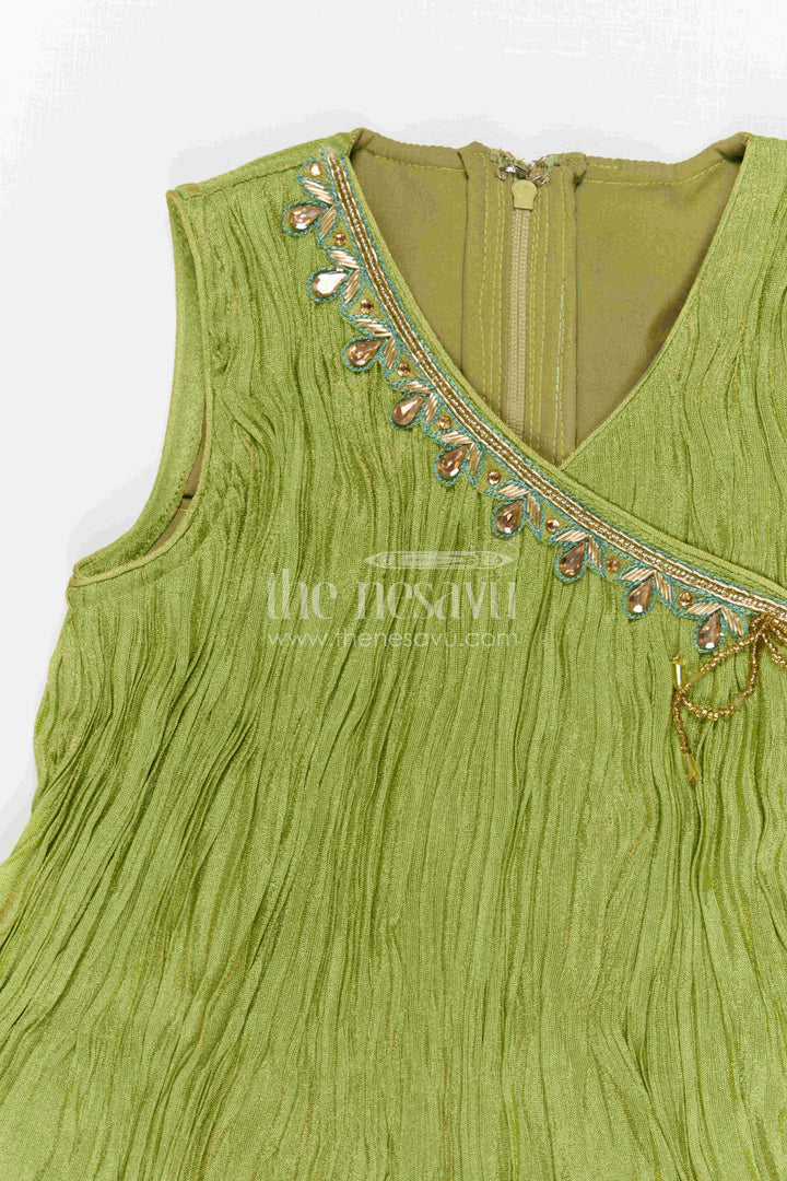 The Nesavu Girls Sharara / Plazo Set Girls Palazzo Set for Daily Wear and Casual Outings Nesavu Nesavu Girls Palazzo Set Viscose Blend Silk With Pleated Design For Casual And Daily Wear