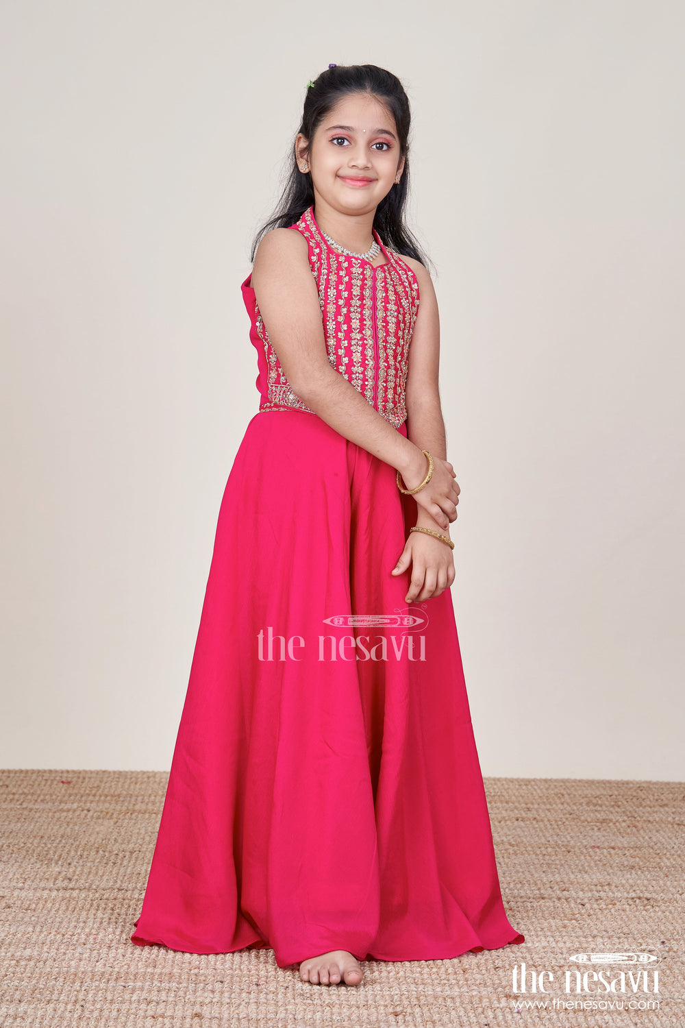 The Nesavu Girls Sharara / Plazo Set Girls Palazzo Set for Festive Celebrations and School Ethnic Days Nesavu Nesavu girls palazzo set festive sleeveless kurti weddings school ethnic functions