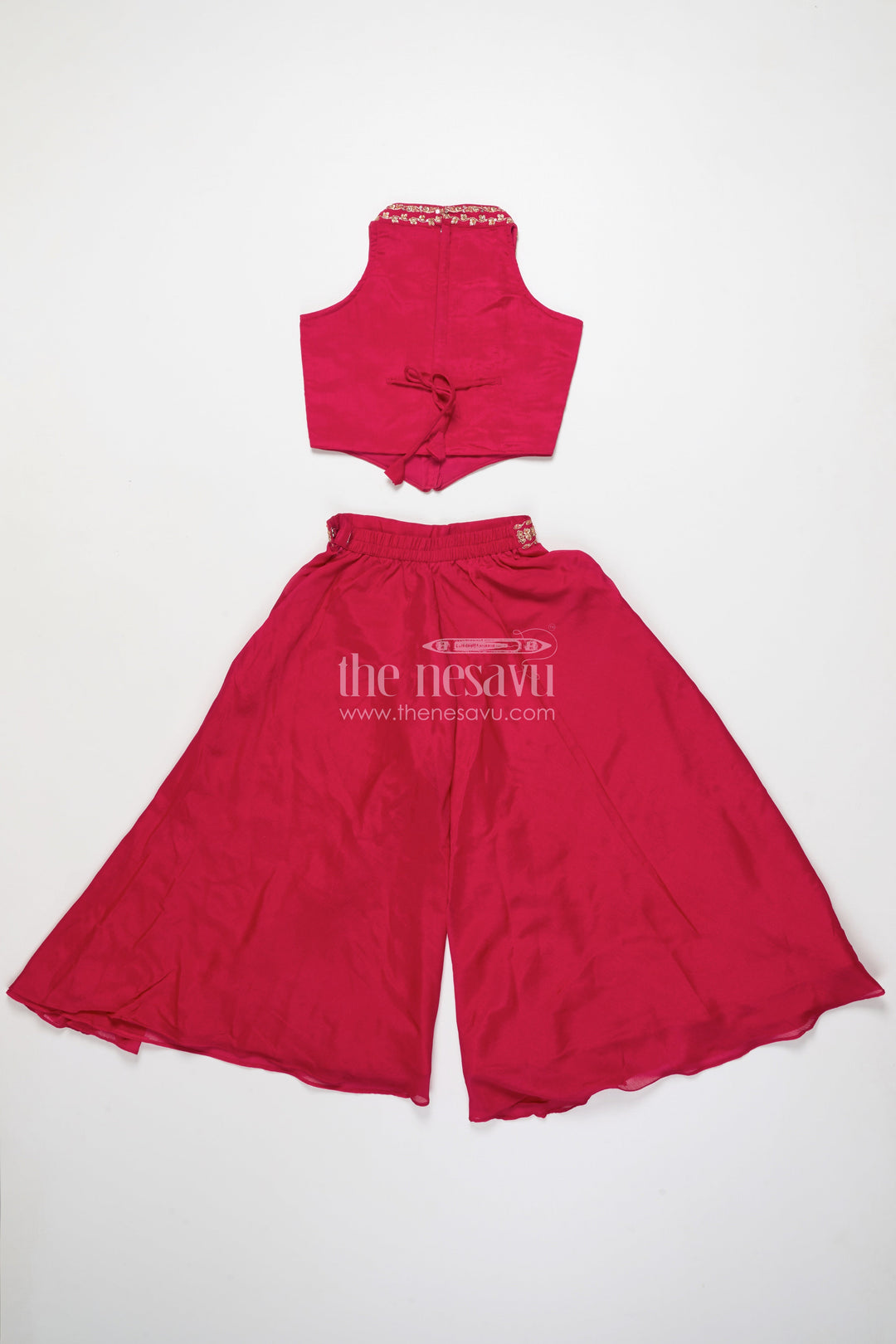 The Nesavu Girls Sharara / Plazo Set Girls Palazzo Set for Festive Celebrations and School Ethnic Days Nesavu Nesavu girls palazzo set festive sleeveless kurti weddings school ethnic functions