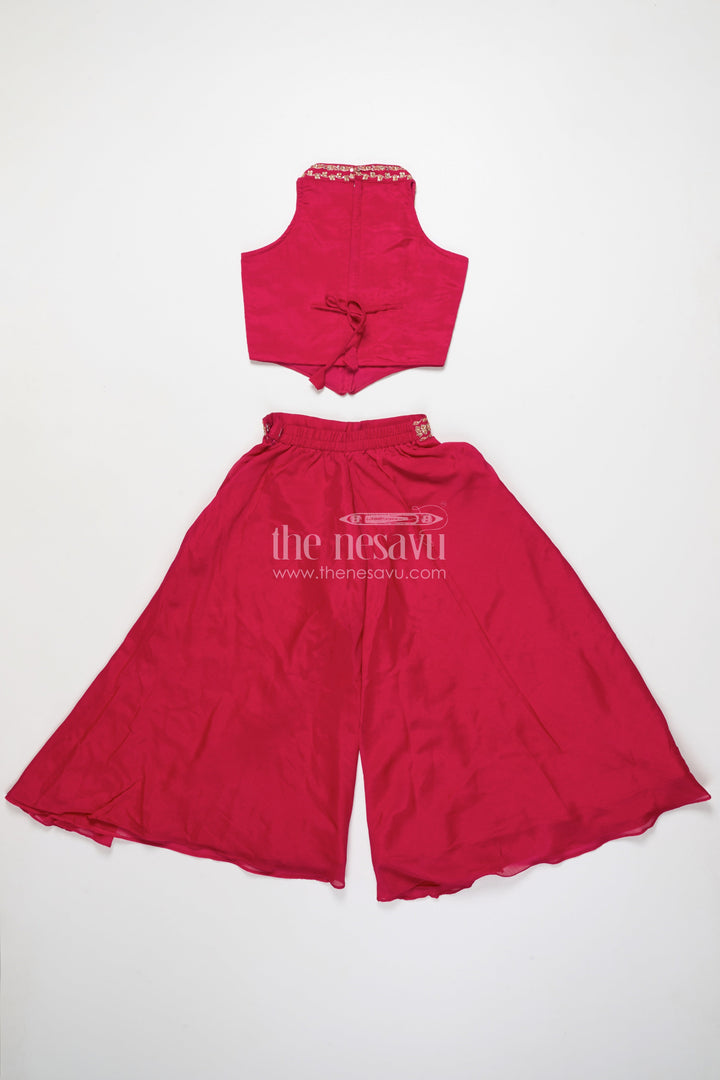 The Nesavu Girls Sharara / Plazo Set Girls Palazzo Set for Festive Celebrations and School Ethnic Days Nesavu Nesavu girls palazzo set festive sleeveless kurti weddings school ethnic functions
