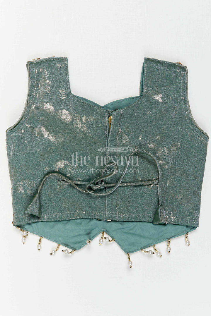 The Nesavu Girls Sharara / Plazo Set Girls Palazzo Set for Festive Weddings and Reception Parties Nesavu Nesavu Girls Palazzo Set For Festive Weddings And Reception Parties With Embroidered Ethnic Top
