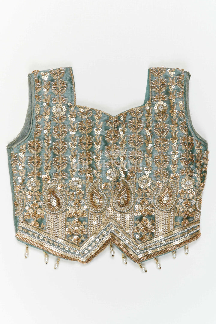 The Nesavu Girls Sharara / Plazo Set Girls Palazzo Set for Festive Weddings and Reception Parties Nesavu Nesavu Girls Palazzo Set For Festive Weddings And Reception Parties With Embroidered Ethnic Top